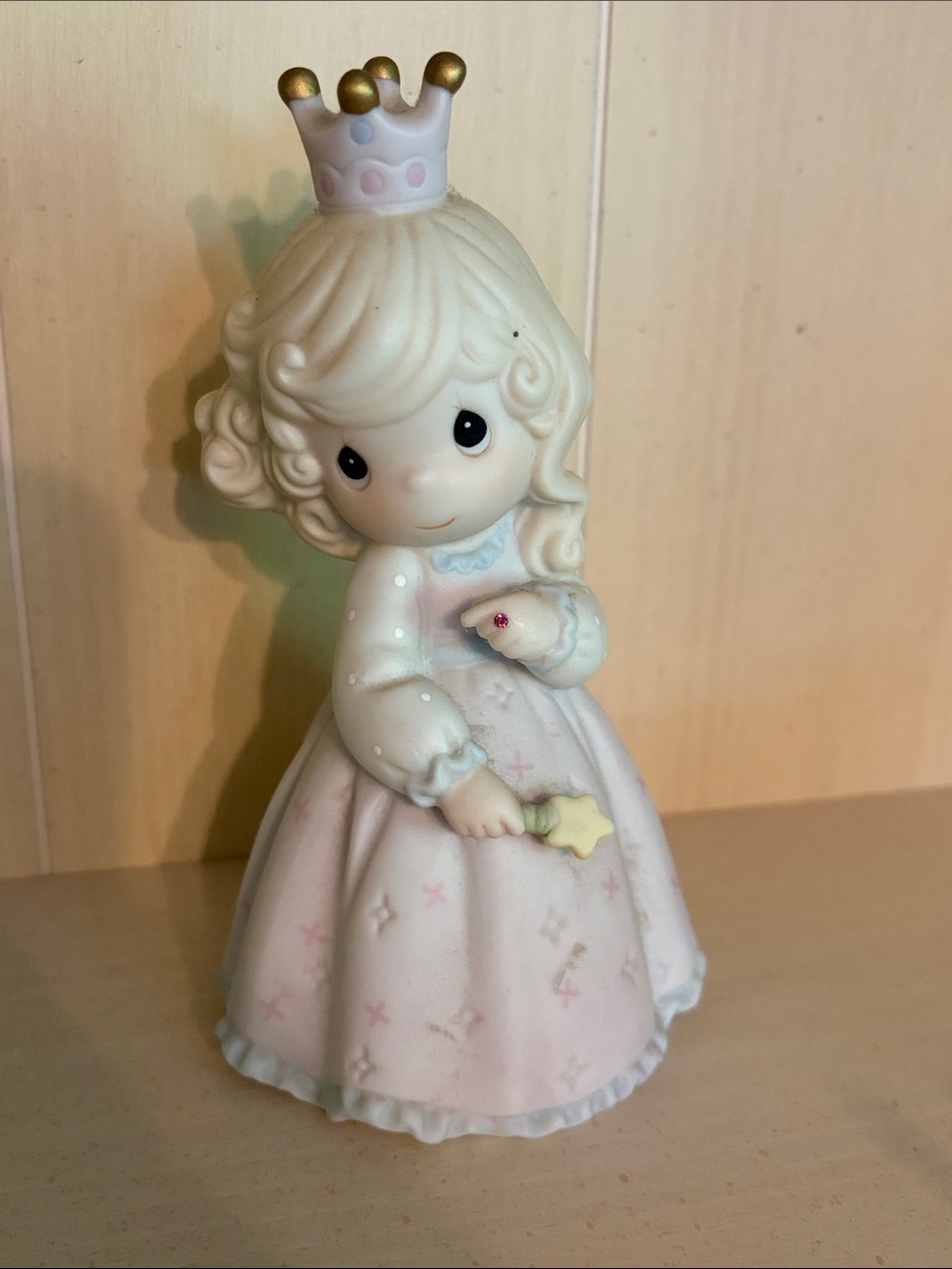 Precious Moments Pastel Pink Princess Figurine with Gold Crown